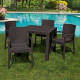 Violet Rattan 90X90CM 4lü Camsız Bahçe Mutfak Masa Takımı Kahve - Kahverengi