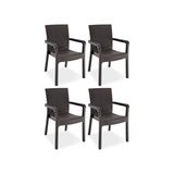 Violet Rattan Koltuk Rattan Bahçe Balkon Sandalyesi Kahverengi (4 Adet)