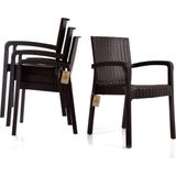Violet Rattan Sandalye 4 Kişilik Kollu Koltuk Bahçe Balkon Teras Sandalyesi - Kahverengi