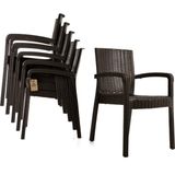 Violet Rattan Sandalye Takımı 6 Kişilik Takım Bahçe Balkon Teras Takımı Kahverengi