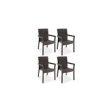 Violet Trend Lux Rattan Koltuk Rattan Desen Bahce Koltugu Balkon Bahce Teras Sandalye Kahverengi 4'Lu Set