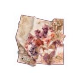 VİOLLA Kirstal Sulu Boya Çiçek Desenli Pembe Renkli 90x90 Eşarp (İpek İçermez) Kenar Dikiş Şekli El Dikişli