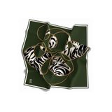 VİOLLA Soft Çember ve Zebra Desenli Zümrüt Yeşili Renkli 90x90 Eşarp (İpek İçermez) Kenar Dikiş Şekli El Di