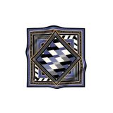 VİOLLA Soft Geometrik Desenli Lacivert Renkli 90x90 Eşarp (İpek İçermez) Kenar Dikiş Şekli El Dikişli