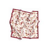 VİOLLA Twill Bahar Dalı Desenli Bordo Renkli 90x90 Eşarp (İpek İçermez) Kenar Dikiş Şekli El Dikişli