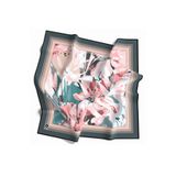 VİOLLA Twill Büyük Çiçek Desenli Koyu Mint Yeşili Renkli 90x90 Eşarp (İpek İçermez) Kenar Dikiş Şekli El Di