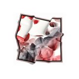 VİOLLA Twill Sulu Boya Desenli Kırmızı - Gri Renkli 90x90 Eşarp (İpek İçermez) Kenar Dikiş Şekli El Dikişli
