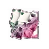 VİOLLA Twill Sulu Boya Desenli Mürdüm - Fuşya Renkli 90x90 Eşarp (İpek İçermez) Kenar Dikiş Şekli El Dikişl