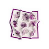 VİOLLA Twill Sulu Boya Geometrik Desenli Mürdüm Renkli 90x90 Eşarp (İpek İçermez) Kenar Dikiş Şekli El Diki