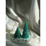 Viollet Art And Design 2'li Çam Ağacı Mum Seti, Dekoratif Mum, Yeni Yıl Konsept, Yılbaşı , Mum, 15 cm ve 9 cm - Yeşil