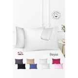 Vionel Home %100 Pamuk 2’li Çizgili Saten Yastık Kılıfı 50 x 70 - 50 x 70 cm - Beyaz