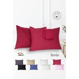 Vionel Home %100 Pamuk 2’li Çizgili Saten Yastık Kılıfı 50 x 70 - 50 x 70 cm - Bordo
