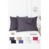 Vionel Home %100 Pamuk 2’li Çizgili Saten Yastık Kılıfı 50 X 70 cm - Antrasit