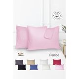 Vionel Home %100 Pamuk 2’li Çizgili Saten Yastık Kılıfı 50 x 70 cm - Pembe