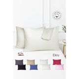 Vionel Home %100 Pamuk 2’li Çizgili Saten Yastık Kılıfı 50 x 70 | Ekru - 50 x 70 Cm