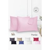 Vionel Home %100 Pamuk 2’li Çizgili Saten Yastık Kılıfı 50 x 70 | Pembe - 50 x 70 Cm
