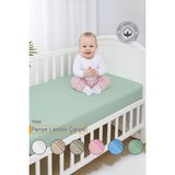 Vionel Home %100 Pamuk Penye, Lastikli Full Kenar Bebek Çarşafı, Organik Pamuk, Anne Yanı, Çocuk Beşik Çarşafı - Yeşil - 70 x 130 x 10 cm