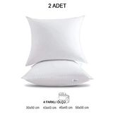 Vionel Home 2 Adet Premium Kare Kırlent İç Yastık, 1.kalite Elyaf Ve Silikon Dolgulu, 45x45, 43x43, 30x50, 50x50, Koltuk Yastığı Beyaz