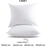 Vionel Home 2 Adet Premium Kare Kırlent Iç Yastık Elyaf Dolgulu Oyuncu Koltuk Yastığı, 30 x 50 - 30 x 50 cm - Beyaz