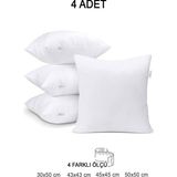 Vionel Home 4 Adet Premium Kare Kırlent Iç Yastık Elyaf Dolgulu Oyuncu Koltuk Yastığı, 30 x 50 - 30 x 50 cm - Bej