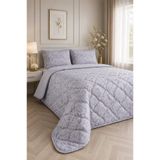 Vionel Home Elegant, Kapitone Çift Kişilik Yatak Örtüsü / Pike | Gri Çift Yönlü Kullanım |Çok Amaçlı Örtü | 200x230 cm | 2 Adet Yastık Kılıfı