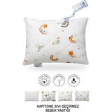 Vionel Home Kapitone Sıvı Geçirmez Bebek Yastığı | %100 Pamuk | Fermuarlı Tasarım |35X45 cm | Gökkuşağı Desen - 35 × 45 cm - Beyaz - Açık Mavi