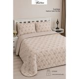 Vionel Home Lavinya Kapitone Çift Kişilik Yatak Örtüsü, Pike Seti, Çift Taraflı Kullanım, Çiçek Desenli (2 Adet Yastık Kılıfı), 200X230 cm - Bej - 220 x 230 cm
