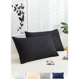 Vionel Home Pamuklu 2'li Kapaklı Yastık Kılıfı 50X70 cm - Yumuşak ve Nefes Alabilir (Siyah) - Çok Renkli