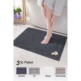 Vionel Home Pamuklu Ayak Havlusu | 3’lü Paket | Havlu Paspas Seti | Banyo Paspası | Otel Serisi | 50X70 cm - 50 x 70 cm - Antrasit