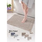 Vionel Home Pamuklu Ayak Havlusu | 3’lü Paket | Havlu Paspas Seti | Banyo Paspası | Otel Serisi | 50X70 cm - 50 x 70 cm - Bej