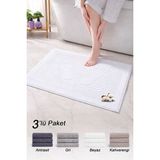 Vionel Home Pamuklu Ayak Havlusu | 3’lü Paket | Havlu Paspas Seti | Banyo Paspası | Otel Serisi | 50X70 cm - 50 x 70 cm - Beyaz