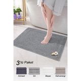 Vionel Home Pamuklu Ayak Havlusu | 3’lü Paket | Havlu Paspas Seti | Banyo Paspası | Otel Serisi | 50X70 cm - 50 x 70 cm - Gri