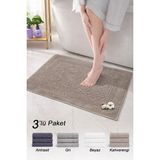 Vionel Home Pamuklu Ayak Havlusu | 3’lü Paket | Havlu Paspas Seti | Banyo Paspası | Otel Serisi | 50X70 cm - 50 x 70 cm - Kahverengi