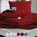 Vionel Home%100 Pamuk, Çizgili Saten Lastikli Çarşaf Seti | 82 Tel Sık Dokuma | Tek Kişilik | Çift Kişilik | Battal Boy (Bordo, 160x200)