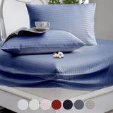 Vionel Home%100 Pamuk, Çizgili Saten Lastikli Çarşaf Seti | 82 Tel Sık Dokuma | Tek Kişilik | Çift Kişilik | Battal Boy (Gecemavisi, 120x200)