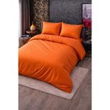 Vionetta Pamuk Saten Turuncu Çizgili Otel Serisi Lastikli Çarşaflı Çift Kişilik Nevresim Takımı - 200 x 225 cm