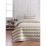 Vionka Home Tek Kişilik Kapitone Yatak Örtüsü Seti - Sarı - Gri - 160 x 225 cm
