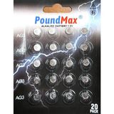 Vionna 20 x Poundmax Ag3 LR41 LR736 / L736 / G3 / G3A / 3ga / 192 / GP192 / V3GA / RW87 1.5V Poundmax Alkalin Düğme Piller Küçük Elektronik Ev Aletleri, Araba Anahtarları, Ölçüm Cihazları