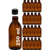 Vionna Afracam Amber Ecza Şişesi, 250 Ml, Kahverengi Cam, Plastik Contalı Kilit Kapak, Hava ve Sıvı Sızdırmaz, 28MM Ağız Çaplı, Parfüm Demlemek Için Uygun, 20 Adet (250 Ml, Siyah Kapak)