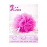 Vionna Beylini 2'li Karışık Banyo Lifi Büyük Boy 35GR Vücut Duş Kesesi File Top Lif Peeling Etkili Hijyenik Banyo