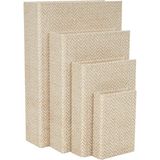 Vionna Deco 79 Keten Kumaş Dekoratif Kutu Chevron Desenli Sahte Kitap Saklama Kitabı Şekilli Kutular Krem Vurgulu, 4'lü Dekoratif Hatıra Kutusu Seti 38,1 Cm, 30,4 Cm, 9 Cm, 15,2 cm Y, Bej - 0-Koyu Mavi - 1 Adet