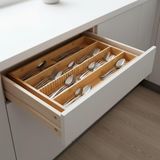 Vionna Deconox Bambu Çekmece Içi Düzenleyici (37.5X25X4 Cm) | 4 Bölmeli, Hareketli Ayırıcılar | Kaşıklık, Dikiş, Ofis ve Mutfak Organizeri - 00-Siyah - Beyaz - 1 - 2 cm