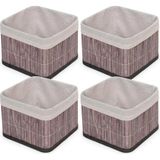 Vionna Deconox Bambu Çok Amaçlı Saklama Kutusu Düzenleyici Kare Organizer, Dekoratif Bambu Düzenleyici Gri (20X20X13CM) (4 Adet) - 001-Renkli