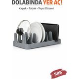 Vionna Fevito Çok Amaçlı Tabak Tava Tencere Kapağı Düzenleyici – Plastik Çekmece & Dolap Içi Organizer (Gri) - 0,33 - 00-Siyah - Beyaz