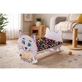 Vionna Gobypet Ahşap Sallanan Kedi Beşiği – Sevimli Kedi Figürlü, Minderli, Dekoratif Dinlenme Yatağı (Siyah) - 100 x 100 x 10 cm