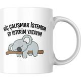 Vionna Hiç Çalışmak Istemem Ep Isterim Yatayım Komik Yazılı Kupa Bardak Hediyelik Çay Kahve Kupası Coffee Mug - 00-Siyah - Beyaz