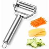 Vionna Kabakoz Paslanmaz Çelik Sebze Meyve Soyacağı, 20 Cm, Patates Havuç Kabak Jülyen Şerit Düz Tırtıklı Soyucu, Soyacak, Dilimleyici, Mutfak Seti, Premium Kalite, Tek Parça Yapı