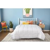 Vionna Linenspa (California King, Grey/white Stripe) - Reversible Striped Down Alternative Quilted Comforter With Corner Duvet Tabs - Cal King Size - 100 x 135 cm - (DipCamo)Charcoal-White