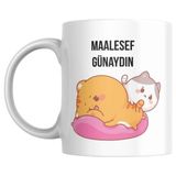 Vionna Maalesef Günaydın Baskılı Kupa Bardak Komik Yazılı Hediyelik Çay Kahve Kupası - 00-Siyah - Beyaz