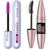 Vionna Maybelline New York Lash Sensational Yelpaze Etkili Intense Black Maskara - Ekstra Siyah & Falsies Surreal Maskara Makyaj Seti - 001 Brown